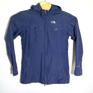 The North Face Womens L HyVent Full Zip‎ Hooded Rain Jacket Lightweight Blue S09